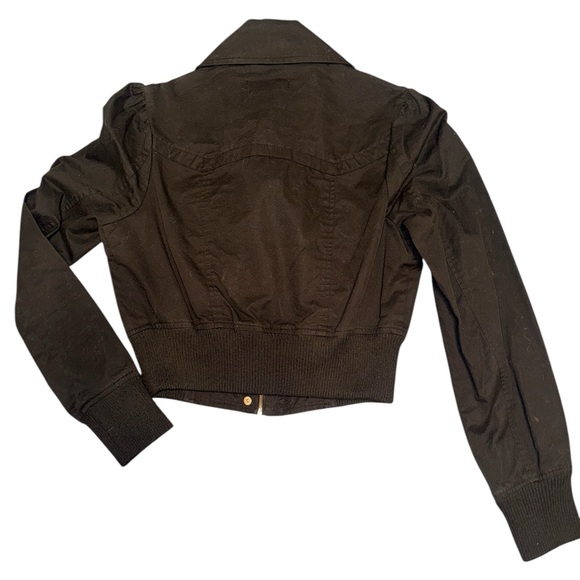 MAX Rave Small Black Cropped Collared Coat Zipper and Button Closure Vintage - Picture 4 of 6